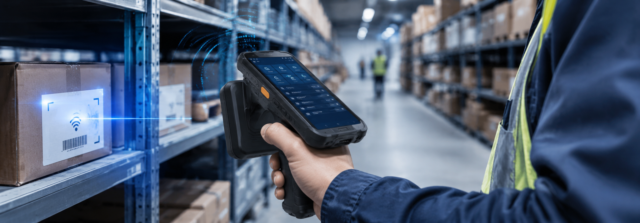 Terminal RFID portátil para inventario y auditoría en bodega industrial — LCSA RFID Ecuador